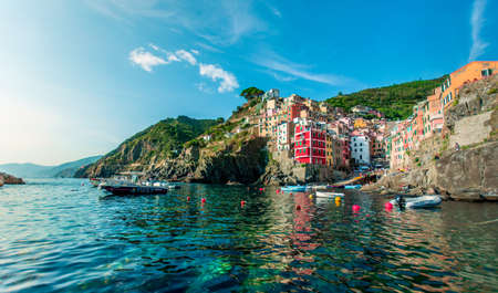 Riomaggiore, the first city of the Cique Terre sequence of hill cities in Liguria, Italy