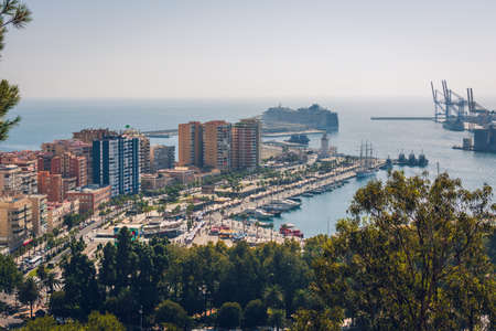 Panoramic aerial view of Malaga in a beautiful summer day, Spainのeditorial素材