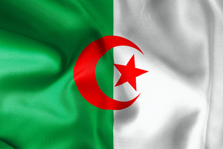 Algerian flag texture crumpled upの写真素材