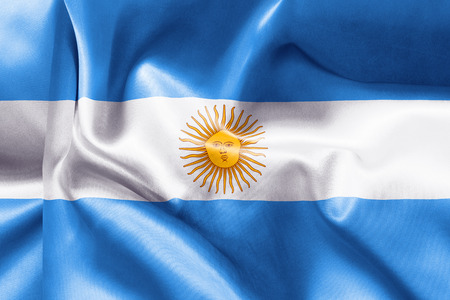 Argentina flag texture creased and crumpled up with light and shadowsの写真素材