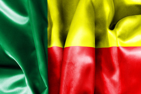 Benin flag texture crumpled upの写真素材