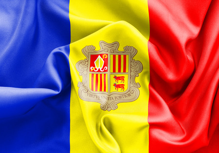 Andorra flag texture creased and crumpled up with light and shadowsの写真素材