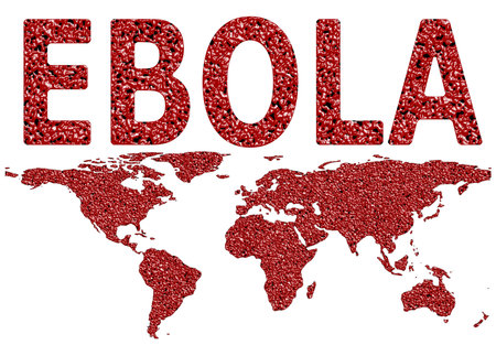 Ebola virus worldwide spread droplet textured map on an isolated white background with a clipping...