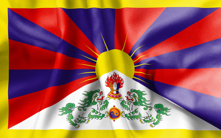 Tibet flag texture creased and crumpled up with light and shadowsの写真素材