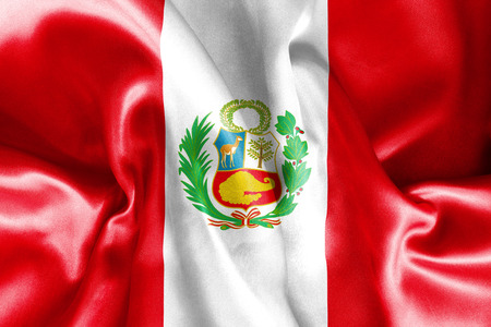 Peru flag texture creased and crumpled up with light and shadowsの写真素材