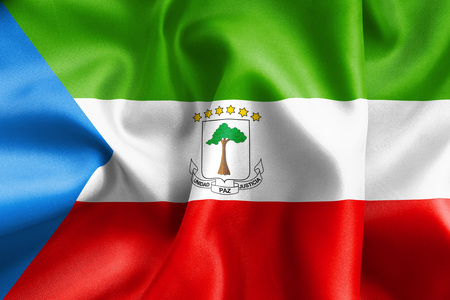 Equatorial Guinea flag texture creased and crumpled up with light and shadowsの写真素材