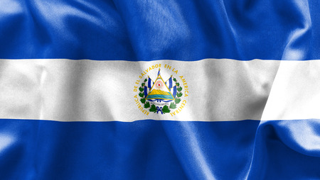 El Salvador flag texture creased and crumpled up with light and shadowsの写真素材