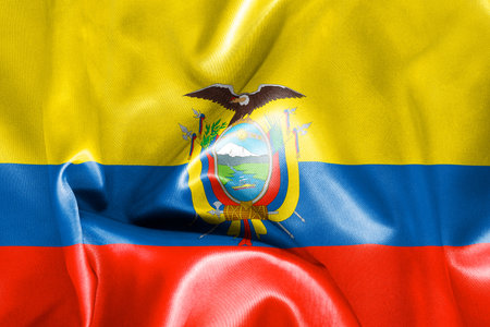 Ecuador flag texture creased and crumpled up with light and shadowsの写真素材