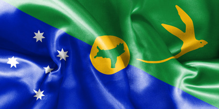 Christmas Island flag texture creased and crumpled up with light and shadowsの写真素材