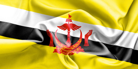 Brunei flag texture creased and crumpled up with light and shadowsの写真素材