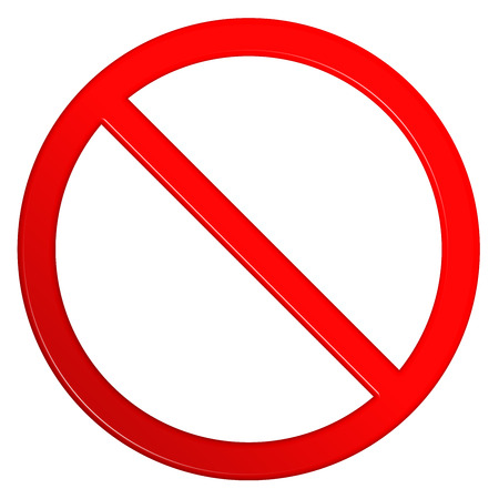 Not allowed red circular sign with a clipping path to allow for additional objectsの写真素材
