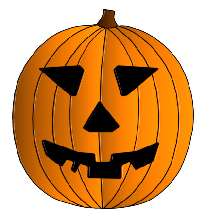 Halloween Jack o' lantern pumpkin illustration on an isolated white background with a clipping pathの写真素材
