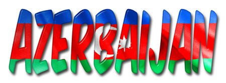 Azerbaijan word with a flag texture on an isolated white backgroundの写真素材