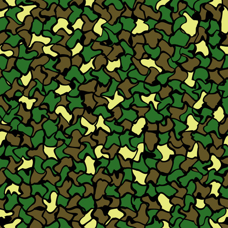 Camouflage wobbly seamless tile pattern 3D illustration in green brown and yellowの写真素材