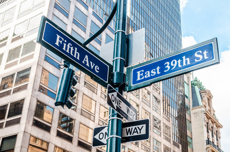 5th Avenue (Ave) Sign, New York NYCの写真素材