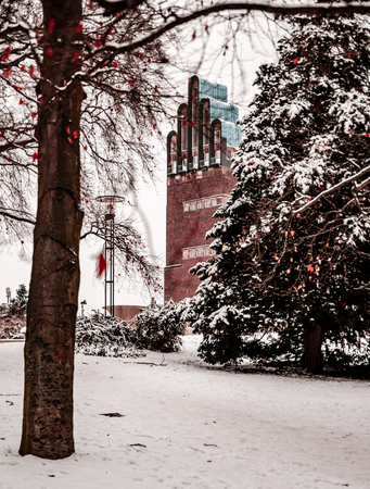 Hochzeitsturm Darmstadt, Winterの写真素材