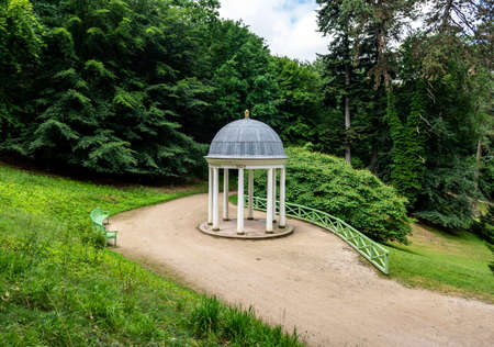 Old pavilion at FÃ¼rstenlager Park during summer, Bensheim Auerbach, Germanyの写真素材