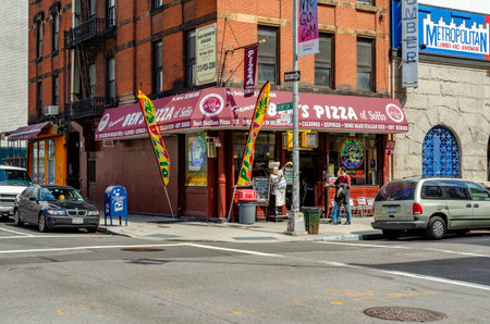 Ben's Pizza of SoHo Italian Restaurant with City street in front, New York City during sunny winter...