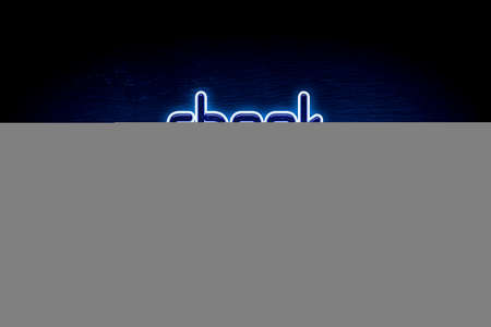 Cheek - blue neon announcement signboardの写真素材