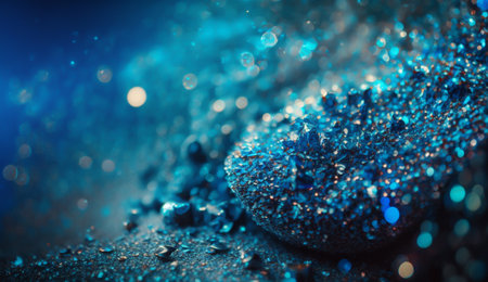 Shiny Blue Glitter In Abstract Defocused Background - Christmas And New Year Textureの素材