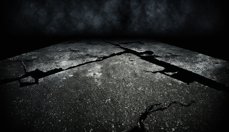 Dark asphalt grunge rough used look dangerous traffic accident backgroundの素材