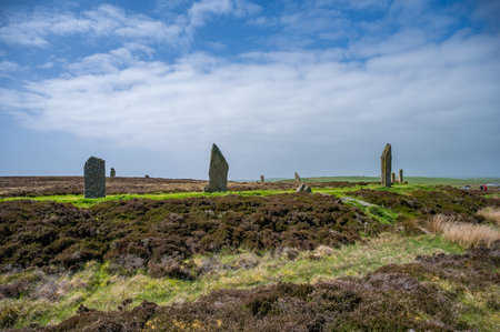 Ring of Brodgar, Orkney Islands, Scotland during great weatherの写真素材