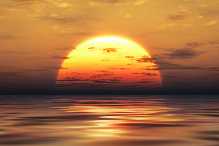 An illustration of a beautiful golden sunset