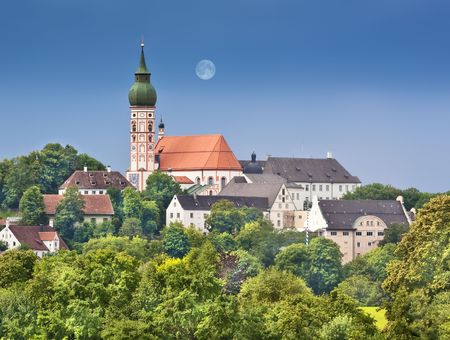 A photography of the cathedral of Andechs Bavaria Germanyの写真素材