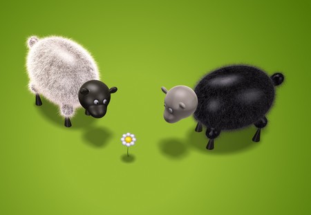An image of two nice rendered sheepの写真素材