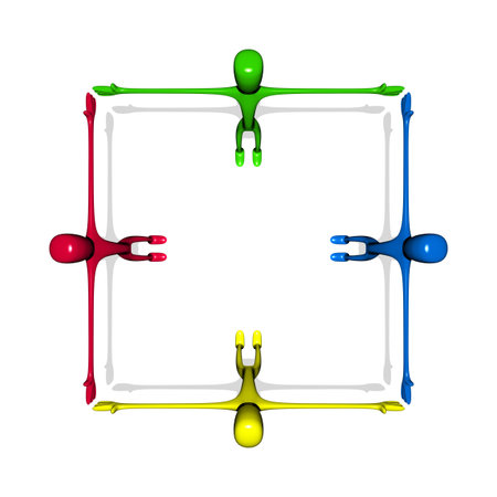 An image of a nice team of four colored menの写真素材