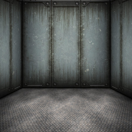 An image of a dark steel room backgroundの写真素材