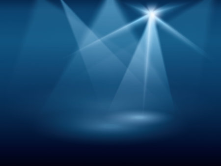 A blue background image of stage lights