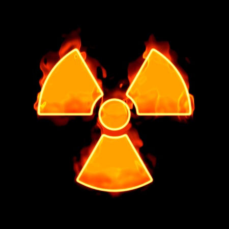 An image of a radioactive sign on fireの写真素材
