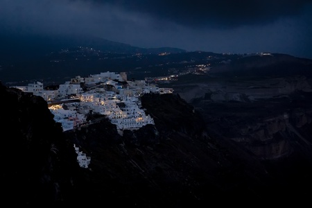 An image of Santorini in Greece by nightの写真素材