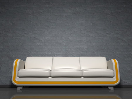 An image of a nice white sofa with yellow line