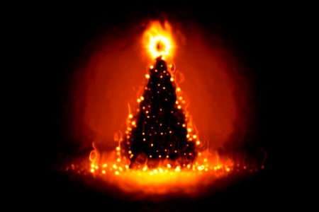 An image of a christmas on fire backgroundの写真素材