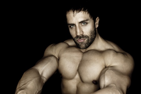 An image of a handsome young muscular sports manの写真素材