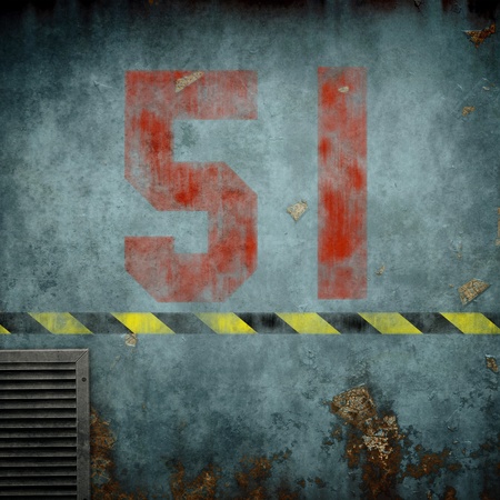 An image of a rusty metal background with the red number 51の写真素材