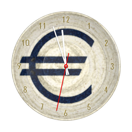 An image of an euro clock isolated on white
