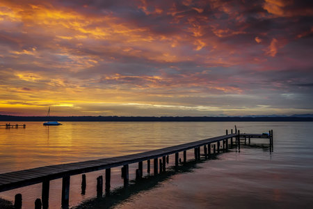 An image of a beautiful sunrise at Starnberg Lake