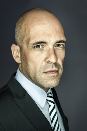 An image of a handsome bald head manの写真素材