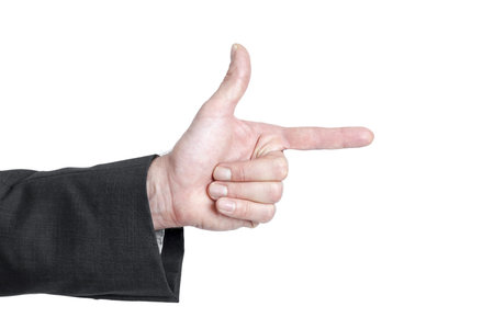 An image of a business mans hand pointing to something