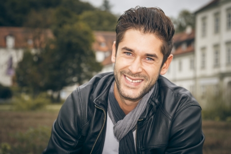 An image of a handsome man outdoorの写真素材