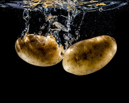 An image of two potato in the waterの写真素材