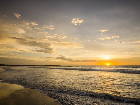 An image of a beautiful sunset over the oceanの写真素材