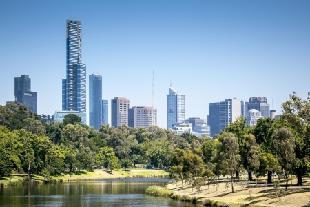 An image of the nice skyline of Melbourneの写真素材