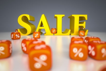 An image of a sale sign with some percentage diceの写真素材