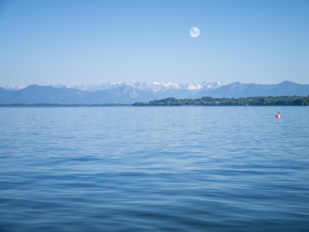An image of the Alps at Lake Starnberg - Tutzingの写真素材