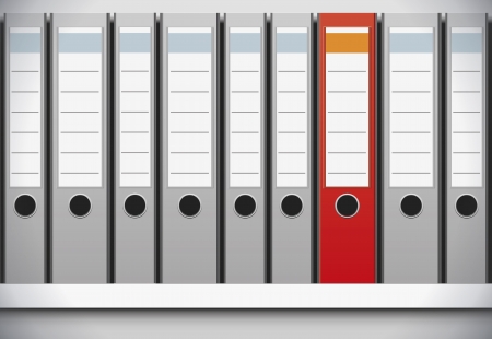 A row of folders one red coloredのイラスト素材