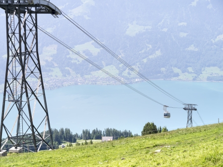 An image of the cable railway at Beatenberg Switzerlandの写真素材